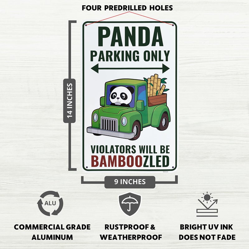 Venicor Panda Sign - 9 x 14 Inches - Aluminum - Panda Gifts for Girls Women - Panda Bear Room Decor Wall Art Stickers Stuff - Image 2